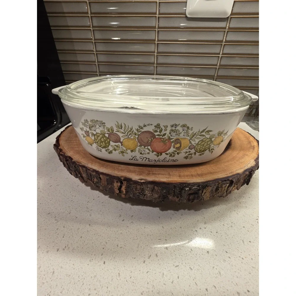 Corning Ware Spice of Life L'Echalote A-8-B Dish w/Clear Pyrex A-9-C Lid 1.4L